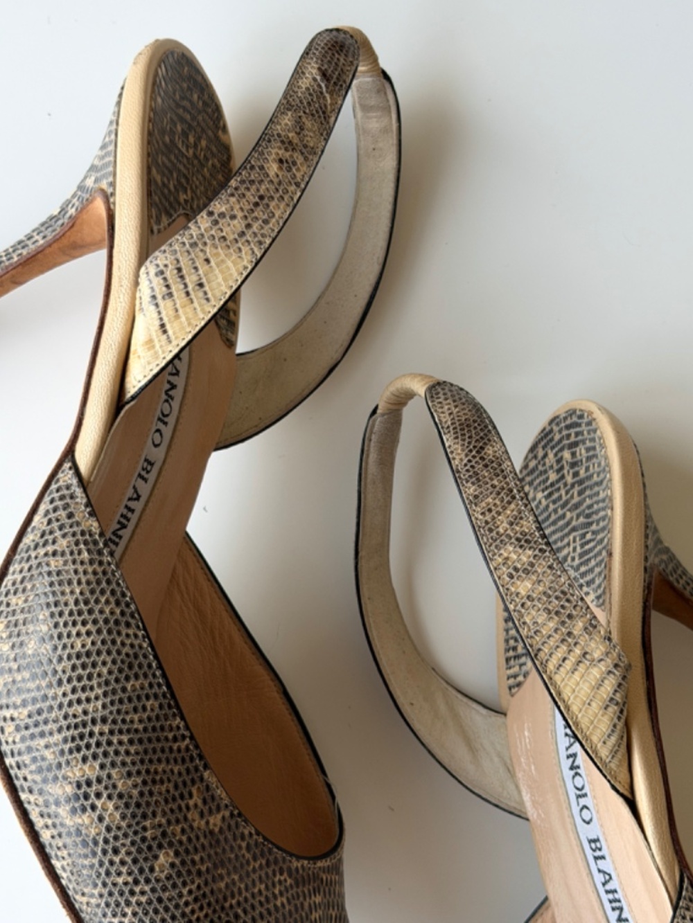 Vintage Manolo Blahnik exotic leather slingback, IT 37, approx. US 6.5–7 - Picture 11 of 13